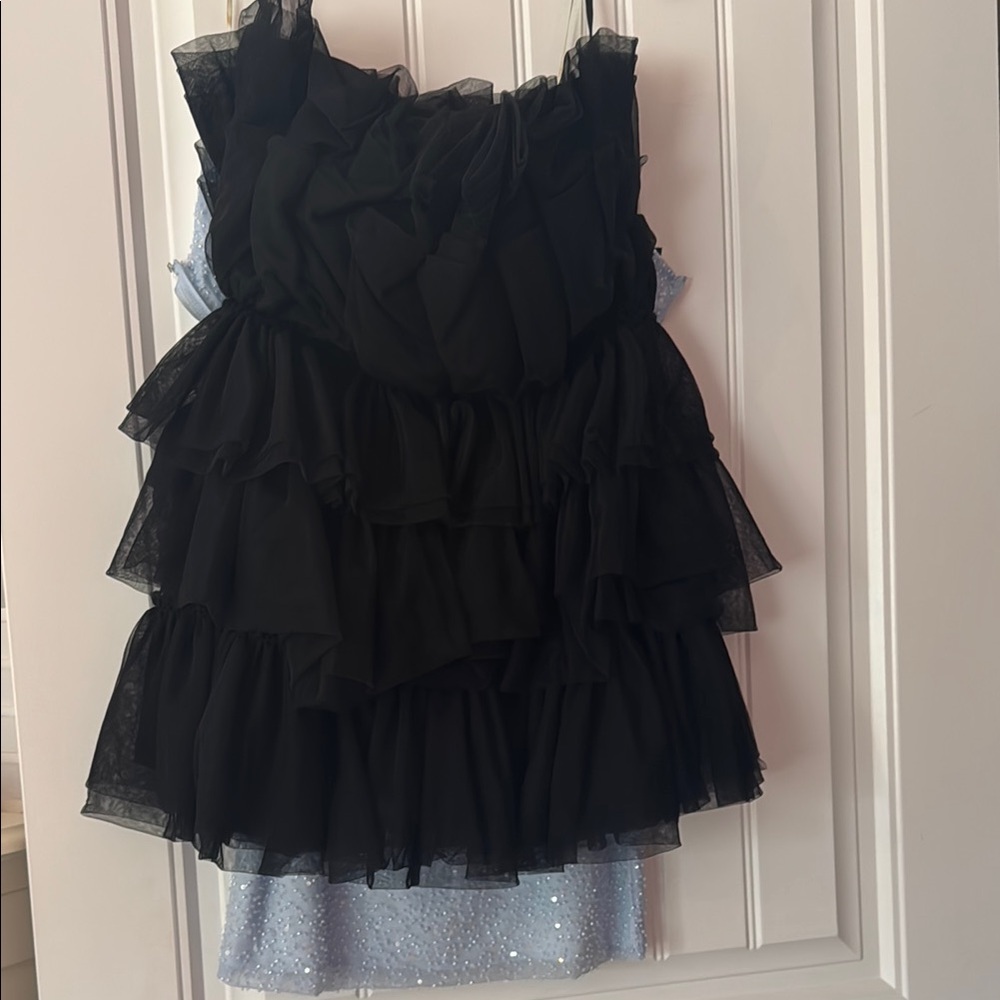 Windsor Black and Blue Layered Mini Dress